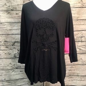 Betsey Johnson Performance Skull Tee Sz 2X